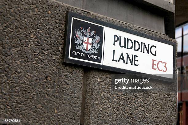 pudding lane sign - great fire of london stock pictures, royalty-free photos & images