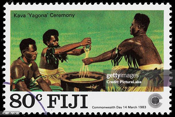 fiji kava ceremony postage stamp - kava stock pictures, royalty-free photos & images