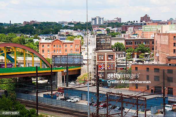 city of baltimore maryland viewed from above - baltimore maryland daytime stock pictures, royalty-free photos & images