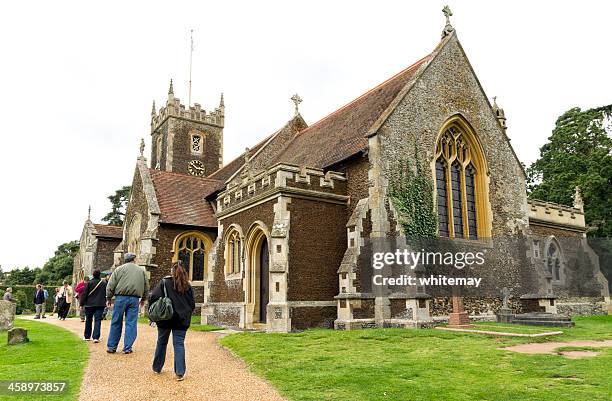 visitors to sandringham church - st mary magdalene church norfolk stock pictures, royalty-free photos & images