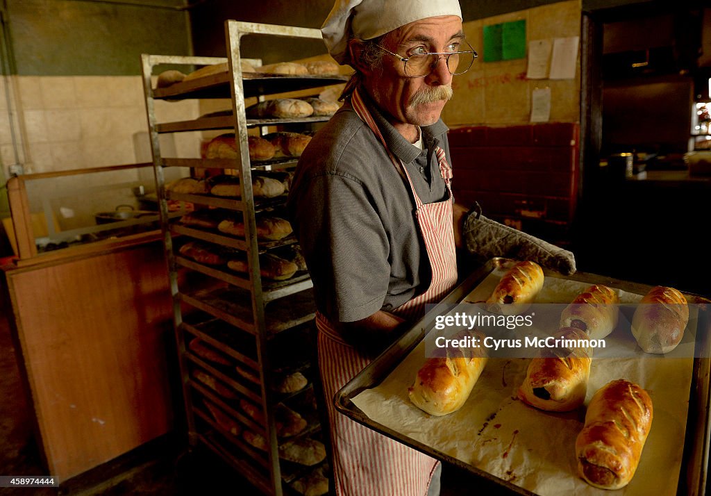 Baker  Mike Brown at Vincenza's  Restaurant and Bakery in Wheat Ridge, Colorado bakes the bread.