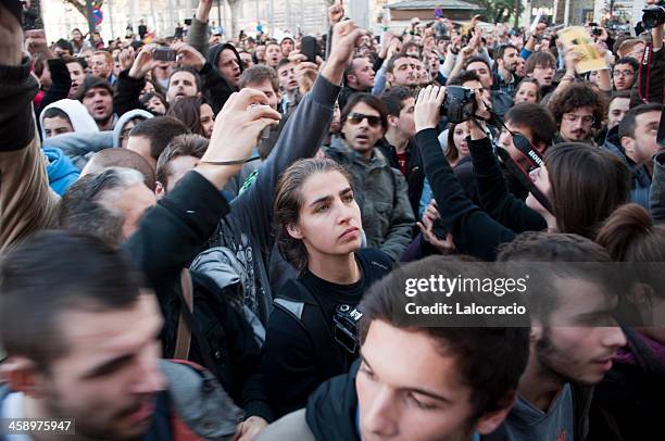 crowd of protesters - anti globalization stock pictures, royalty-free photos & images