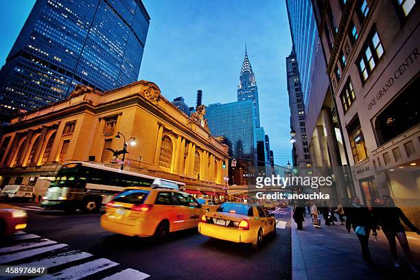 42nd street and grand central terminal, new york, usa - the chrysler building and grand central station stock pictures, royalty-free photos & images