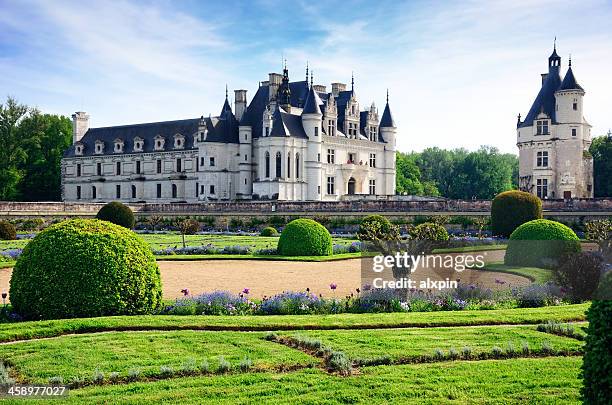 château de chenonceau - french garden stock-fotos und bilder