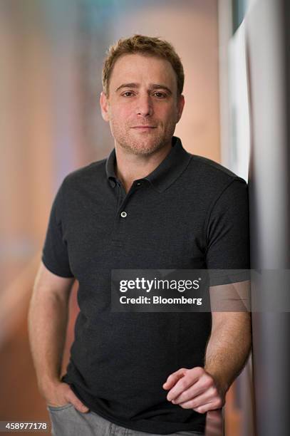 Stewart Butterfield, co-founder and chief executive officer of Slack, stands for a photograph after a Bloomberg West Television interview in San...