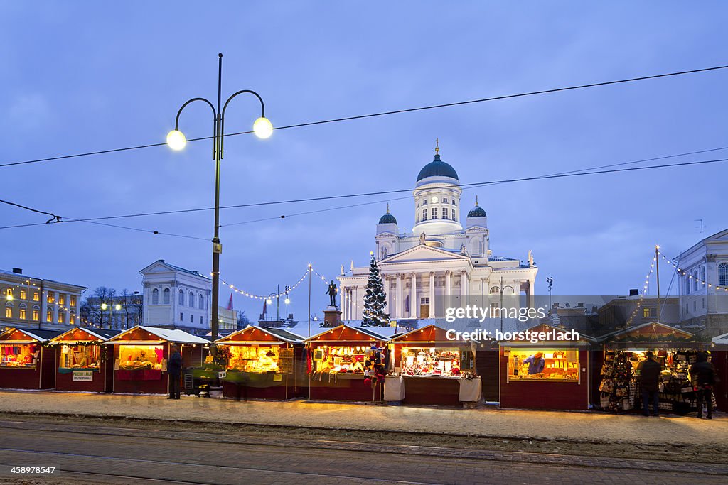 Helsinki, Senat Square with the Cathedral in winter time