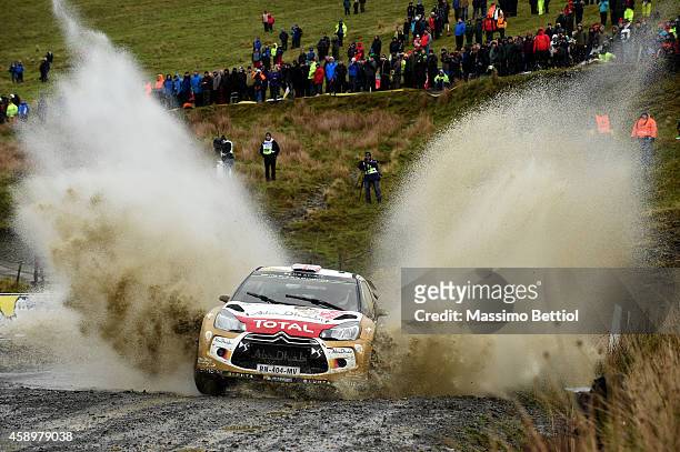 Kris Meeke of Great Britain and Paul Nagle of Ireland compete in their Citroen Total Abu Dhabi WRT Citroen DS3 WRC during Day One of the WRC Great...
