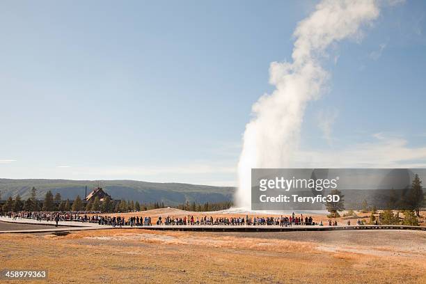 old faithful, yellowstone national park, wyoming - terryfic3d stock pictures, royalty-free photos & images