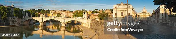 rome river tiber sunrise panorama on vatican city - via della conciliazione stock pictures, royalty-free photos & images