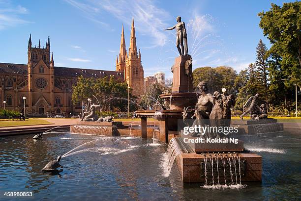 hyde park-archibald fontana - hyde park sydney foto e immagini stock