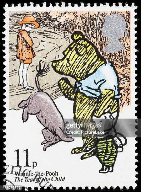 uk winnie-the-pooh postage stamp - milne stockfoto's en -beelden