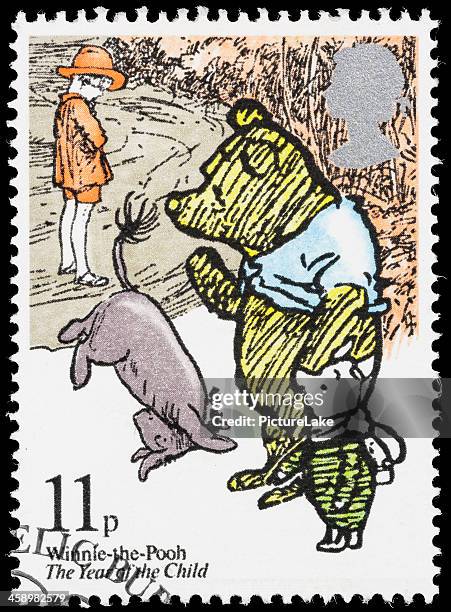 uk winnie-the-pooh postage stamp - winnie pooh stock pictures, royalty-free photos & images