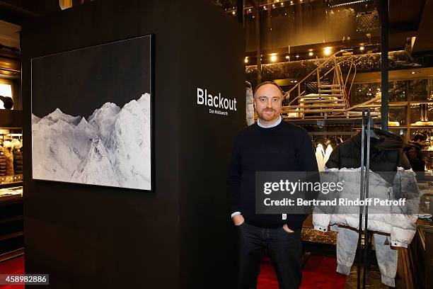 Artist Dan Holdsworth poses during a cocktail party hosted by Moncler Paris in honor of the new Moncler Blackout Collection by Dan Holdsworth on...