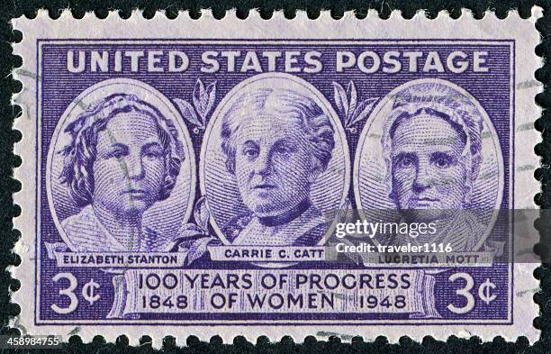 women's progress stamp - carrie chapman catt stock pictures, royalty-free photos & images