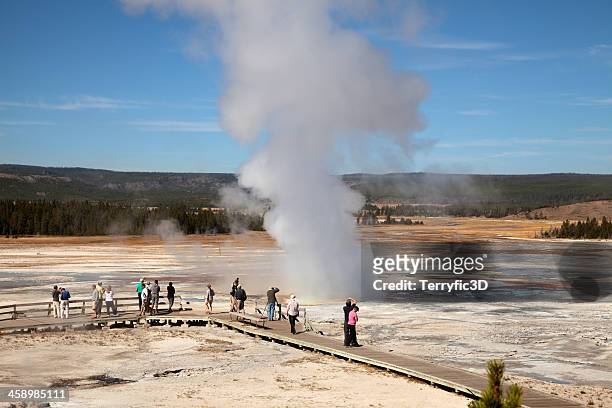 clepsydra geyser, yellowstone national park - terryfic3d stockfoto's en -beelden