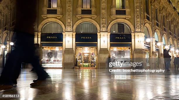 prada store milan - galleria vittorio emanuele ii stock pictures, royalty-free photos & images