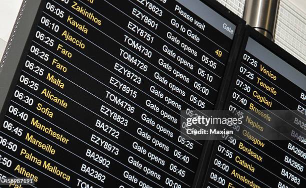 departure board - gatwick airport stock pictures, royalty-free photos & images