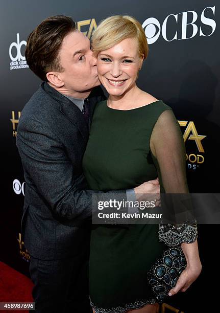 Actor Mike Myers and Kelly Tisdale attend the 18th Annual Hollywood Film Awards at The Palladium on November 14, 2014 in Hollywood, California.