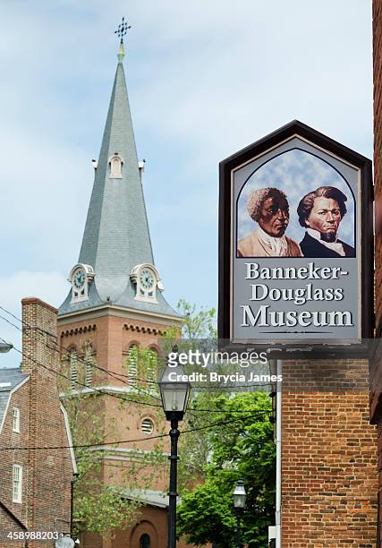 banneker-douglass museum sign - annapolis, maryland - annapolis stock pictures, royalty-free photos & images