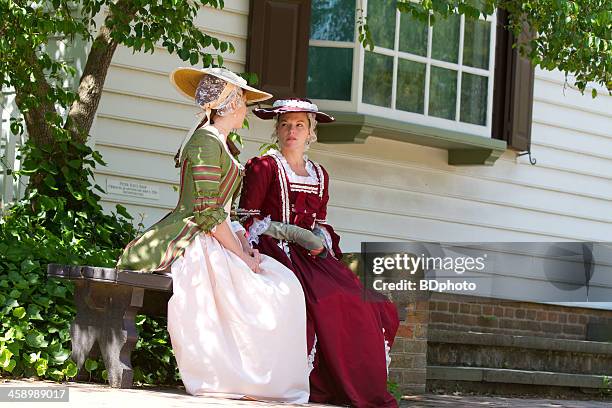 colonial women in williamsburg, va - williamsburg stock pictures, royalty-free photos & images