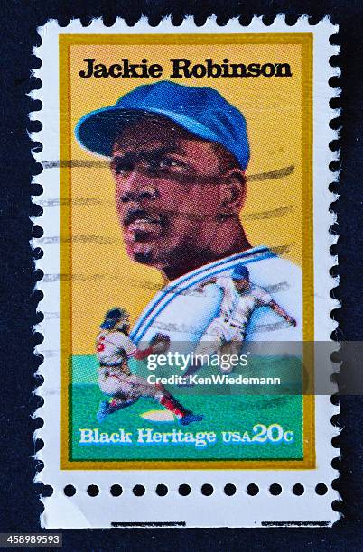 jackie robinson stamp - black history month athletes stockfoto's en -beelden