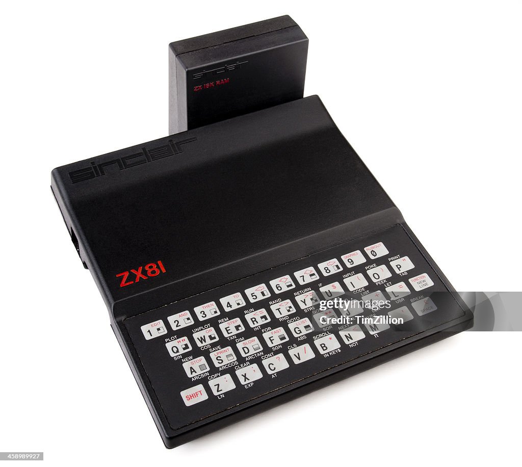 Sinclair ZX81 computer and expansion pack (with clipping path)