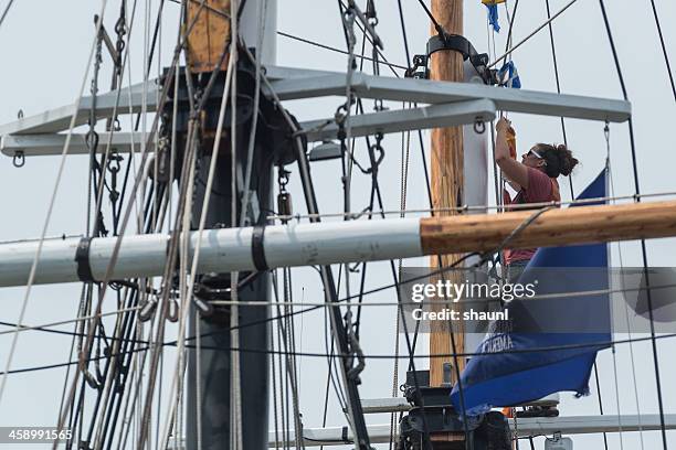 high in the rigging - tall ship stock pictures, royalty-free photos & images
