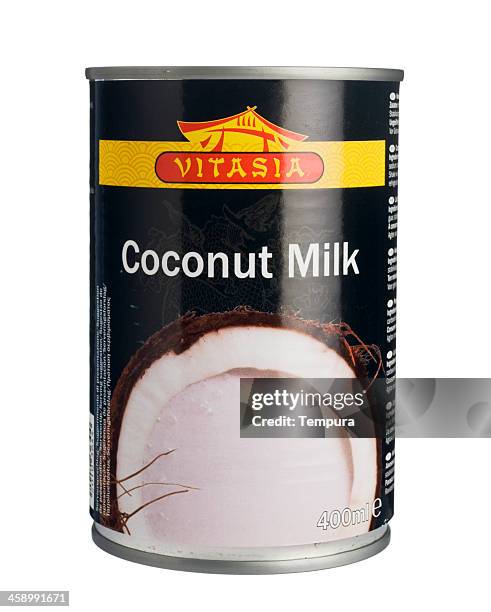 vitasia's coconut milk can isolated on white. - coconut milk stock pictures, royalty-free photos & images
