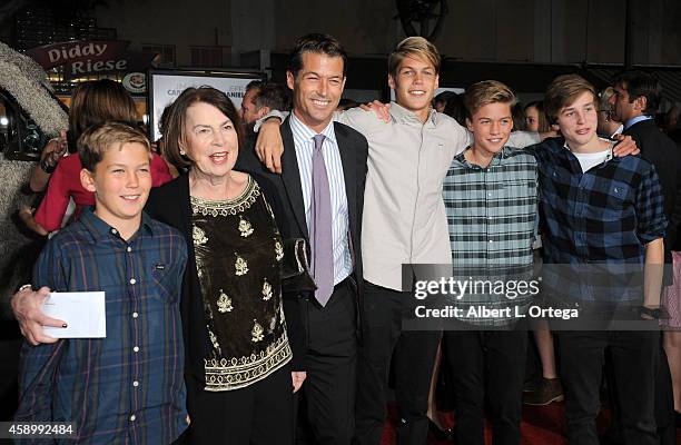 Actor Zen Gesner and family arrive for the Premiere Of Universal Pictures And Red Granite Pictures' "Dumb And Dumber To" held at the Regency Village...