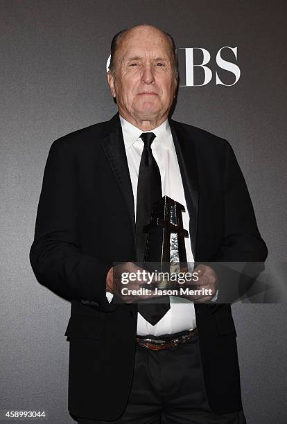 Actor Robert Duvall, winner of Hollywood Supporting Actor for 'The Judge,' poses in the press room during the 18th Annual Hollywood Film Awards at...