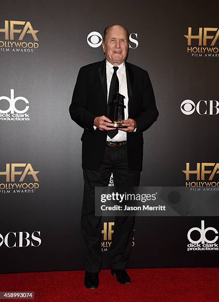 Actor Robert Duvall, winner of Hollywood Supporting Actor for 'The Judge,' poses in the press room during the 18th Annual Hollywood Film Awards at...