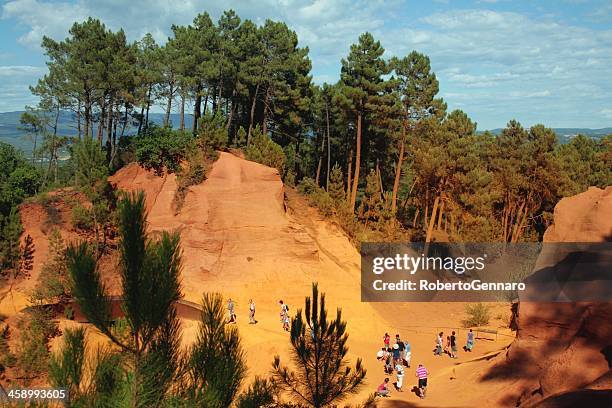 french ochre quarry - roussillon stock pictures, royalty-free photos & images