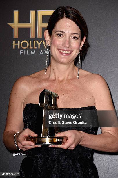 Writer Giillian Flynn poses in the press room during the 18th Annual Hollywood Film Awards at The Palladium on November 14, 2014 in Hollywood,...