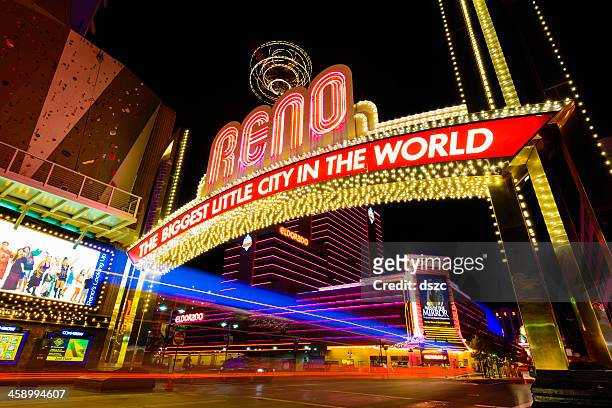 reno nevada colors at night - nevada stock pictures, royalty-free photos & images