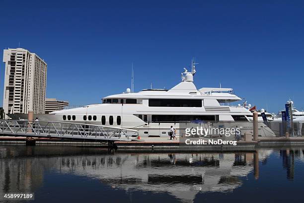 yacht moored at marina - west palm beach stock pictures, royalty-free photos & images