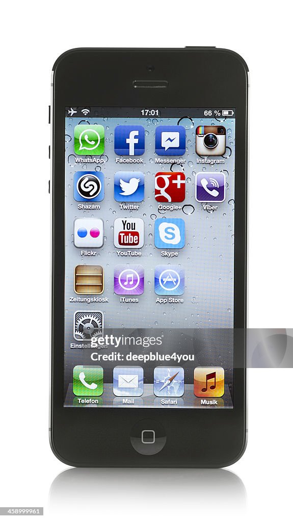 Black Apple iPhone 5 on white background