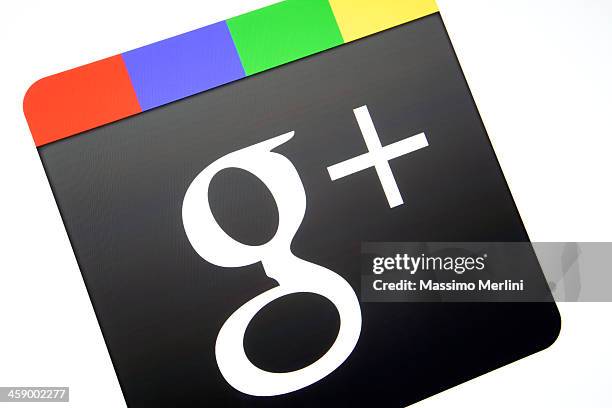 google plus logo - google social networking service stock pictures, royalty-free photos & images