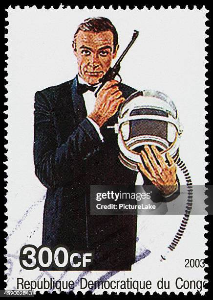 james bond 007 democratic republic of congo postage stamp - james bond naam kunstwerk stockfoto's en -beelden