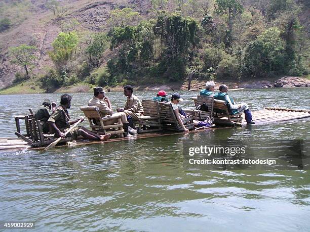 rafting at the periyar national park - wildlife reserve stock pictures, royalty-free photos & images