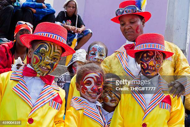 children as minstrels for the cape town carnival - cape town bo kaap stock pictures, royalty-free photos & images