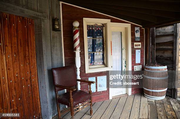barber shop in pioneertown, california - barber pole stock pictures, royalty-free photos & images