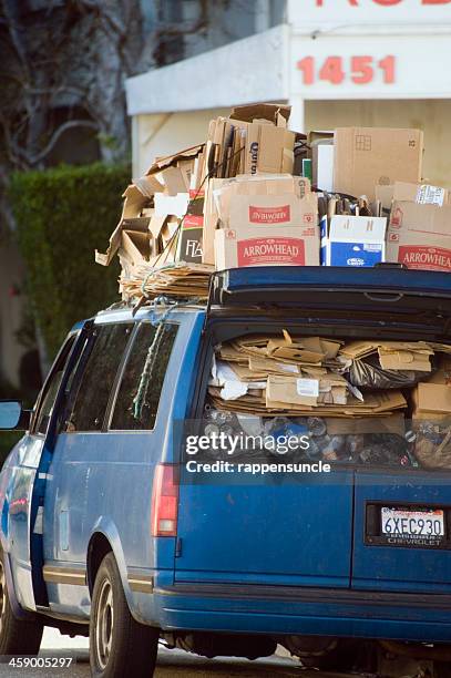 van full of cardboard - stuffing stock pictures, royalty-free photos & images