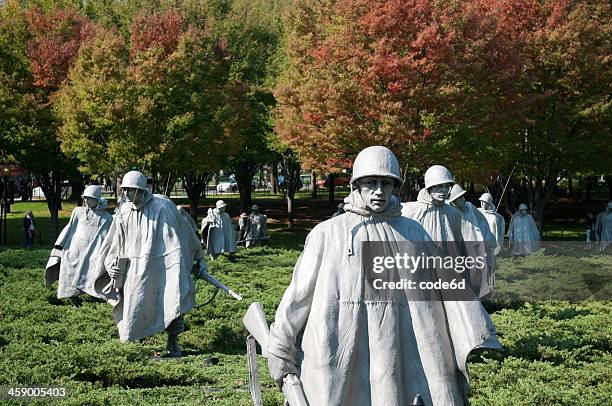 monumento conmemorativo de la guerra de corea soldados de washingon, dc - korean war memorial fotografías e imágenes de stock