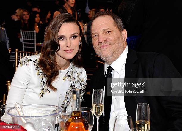 Actress Keira Knightley and producer Harvey Weinstein attend the 18th Annual Hollywood Film Awards at The Palladium on November 14, 2014 in...