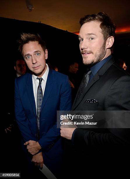 Director James Gunn and actor Chris Pratt attend the 18th Annual Hollywood Film Awards at The Palladium on November 14, 2014 in Hollywood, California.