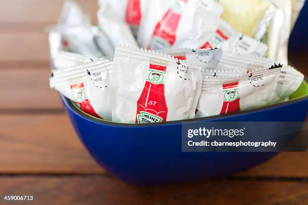 heinz 57 ketchup packets - schets stock pictures, royalty-free photos & images