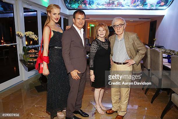 Elizaveta, Edward Walson, Letty Aronson and Woody Allen attends Film Producer Edward Walsons Royal Blues Hotel And Chanson Restaurant Debut on...