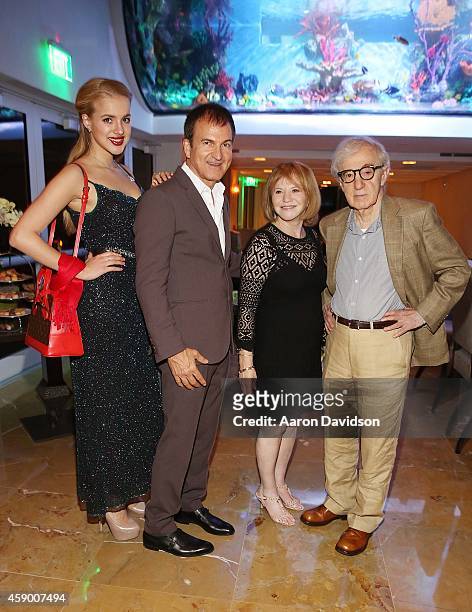 Elizaveta, Edward Walson, Letty Aronson and Woody Allen attends Film Producer Edward Walsons Royal Blues Hotel And Chanson Restaurant Debut on...