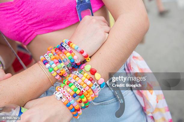 colorful beaded bracelets. - beaded bracelet stock pictures, royalty-free photos & images