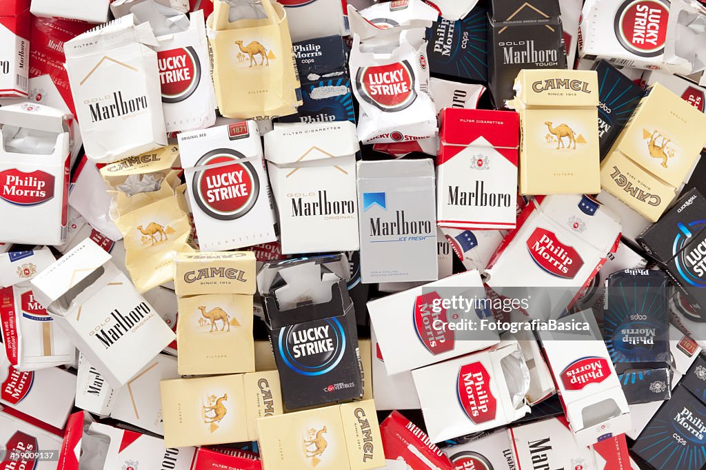 Empty cigarette packs